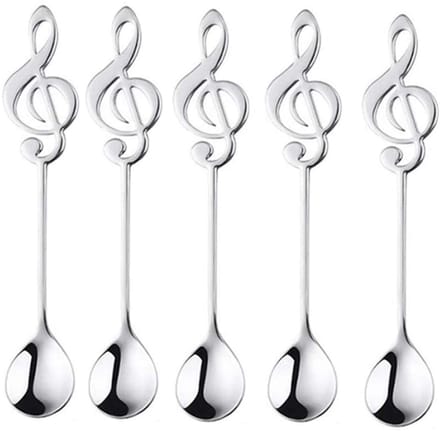 Cuhostki-10pcs-Stainless-Steel-Spoon-Note-Design-Silver