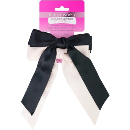 brushworks Satin Hair Bow Duo Black &amp; White 2 st