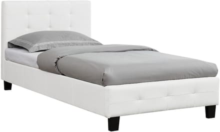 Gestoffeerd bed OHIO 90 x 200 cm, inclusief lattenbodem in wit