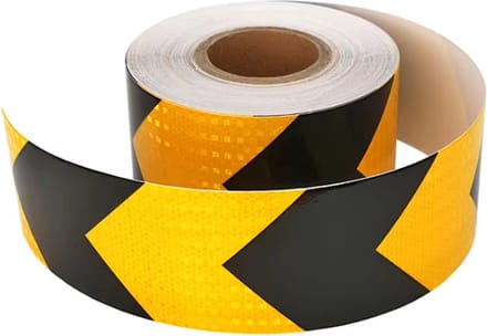 Reflecterende tape - ORANJE ZWART - Pijl - 1 meter x 5 cm