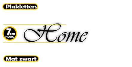 HOME – Plakletters voor deur | ± 5 x 18 cm | Zwart | Binnen & buiten