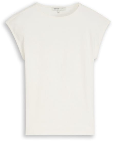 Tom Tailor Denim - Slim fit T-shirt met ribstructuur - Maat XL - off white