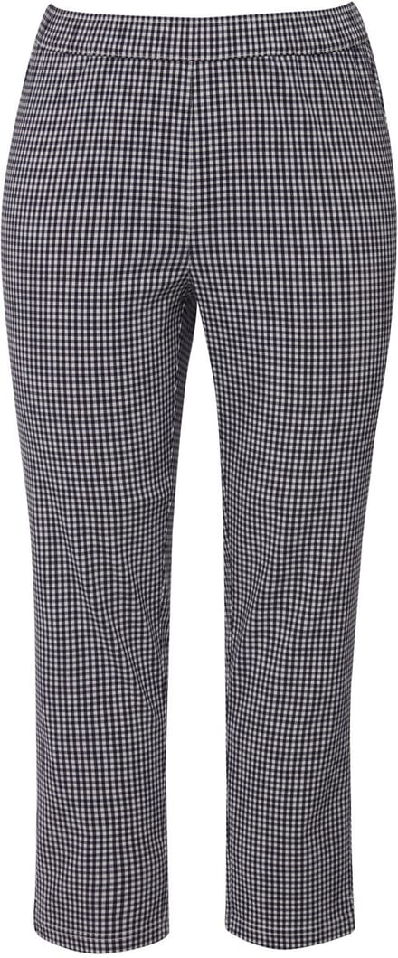 Ulla Popken - Dames - 7/8-bengalin broek Sienna vichyruit zeer elastisch - Marine - Maat 64