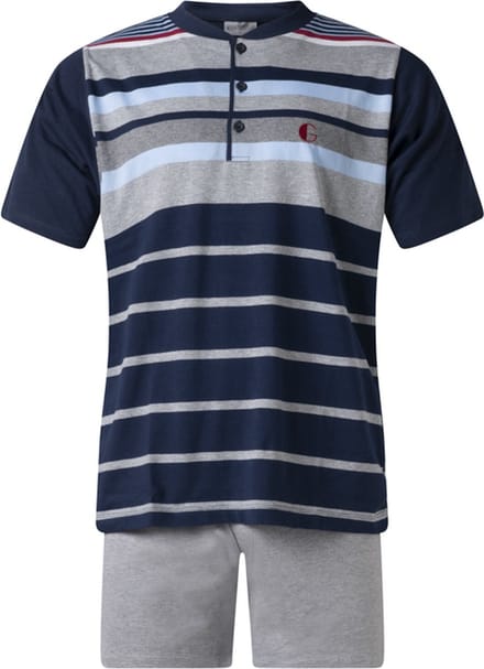 Gentlemen - heren shortama 114257 - knoophals - grey melange - maat M