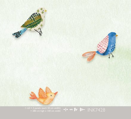 INGK - Kate & Andy - Behang - Fun Bird (green)