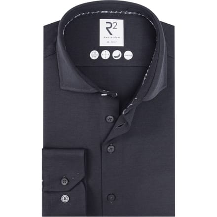 R2 Dobby Technical Knitted Lange Mouw Overhemden Anthraciet 130.wsp.031