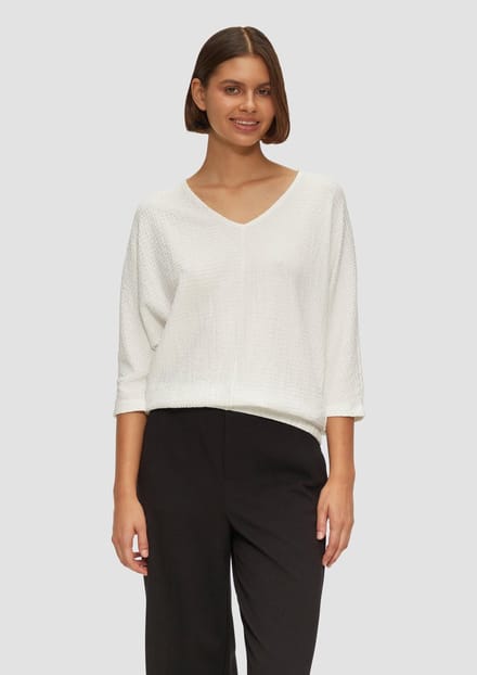 s.Oliver - female - Fijn gestructureerd shirt van jersey met 3/4 vleermuismouwen