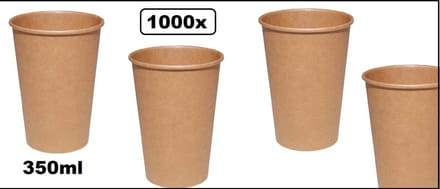 1000x Mega Koffiebeker karton bruin 350ml - Koffie thee chocomel soep drank water beker karton