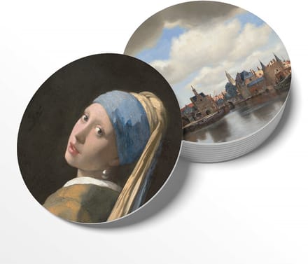 BONT | Onderzetters - 6 stuks - Oude Meesters - Coasters - Rond - Kunst - Watervast - Interieurobject - 10cm - Kunststof