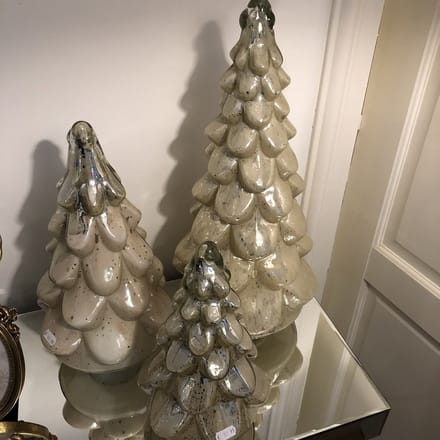 PTMD Quinty L Kerstboom - H38 x Ø21 cm - Glas - creme