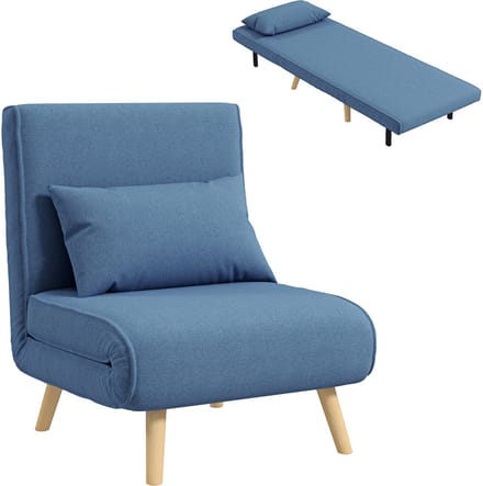 HOMCOM-Stoelbedlinnen (100% polyester)-72x75x85cm-Blauw