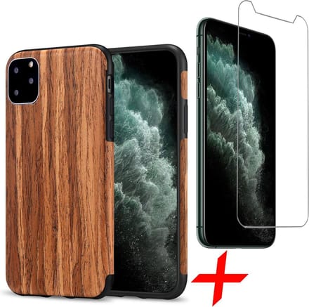 Hoesje geschikt voor iPhone 11 Pro - Rood Sandelhout + Screenprotector GlassGuard