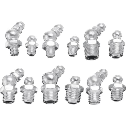 130 Stuks Hydraulische Smeernippels Gegalvaniseerd Metaal Smeernippel Fitting Assortimentsets Fitting Metrisch Imperiaal BSP UNF zilver