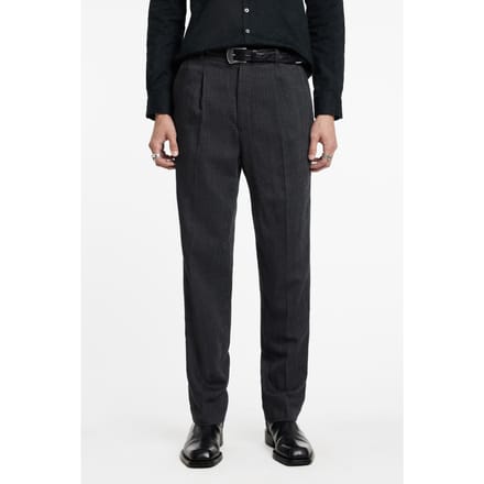 John Varvatos Slim Fit Pleated Pants Carbon Grey Size: 52 | Tailored Pants Outlet | Heren | Grijs