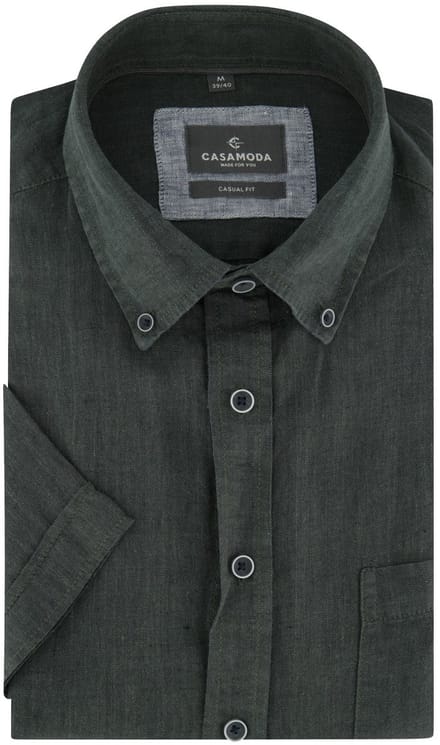 Ovehemd Casa Moda donkergroen button down boord wijde fit