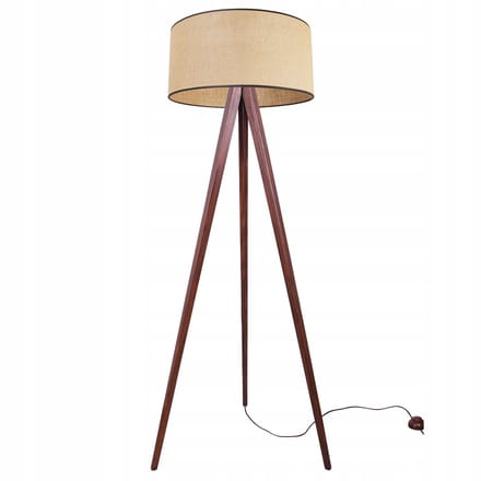 Light Home JUTA - Vloerlamp Staande Lamp - Houten Statief - Stoffen Kap Ø45 cm