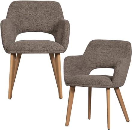 WOOOD Murat Eetkamerstoelen Houten Naturel Poot - Taupe - Set van 2
