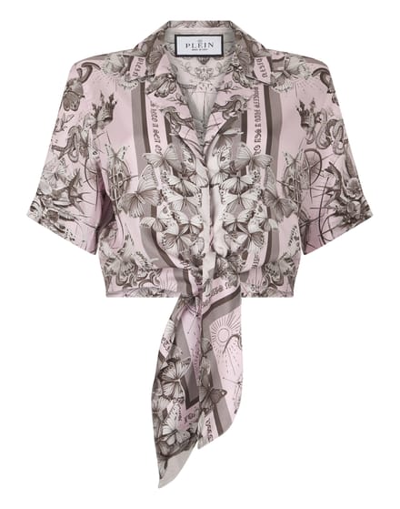 Cropped Bow Shirt Butterfly Tattoo