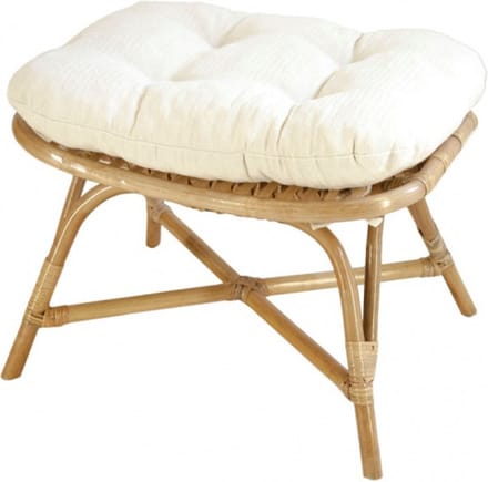 Rotan Voetenbankje - Met Kussen - Hoogte 40/45 cm