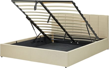 DREUX - Bed met opbergruimte - Beige - 160 x 200 cm - Polyester