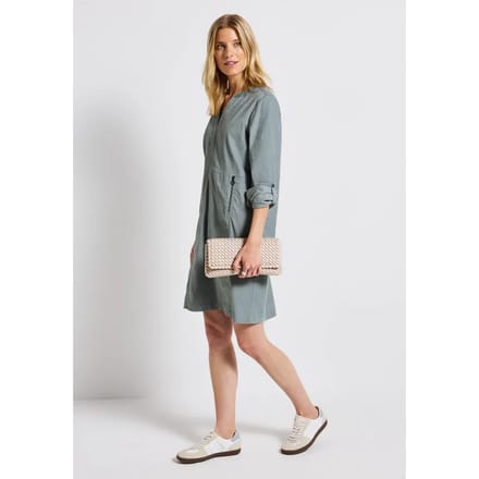 Corduroy jurk met gespleten hals