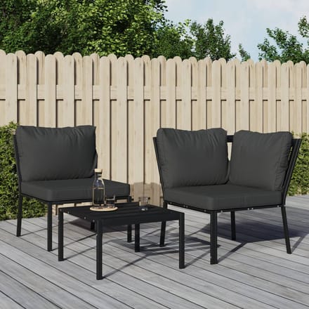 vidaXL - Tuinstoel - met - grijze - kussens - 76x76x79 - cm - staal