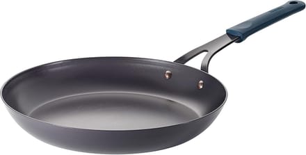 Professionele Koekenpan van Koolstofstaal 30 cm met Hittebestendige Siliconen Grip
