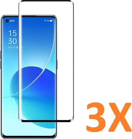 Volledige dekking Screenprotector Glas - Tempered Glass Screen Protector Geschikt voor: Oppo Reno 6 pro - 3x
