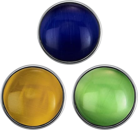 Quiges - Chunk 18mm Click Button Drukknoop Set van 3 Stuks Regenboog Mix van Cat Eye - EBCMSET013
