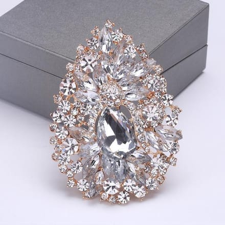 High-end Opzichtig Luxe Exquise Grote Strass Gekleurde Broche Meisjes Sfeervolle Kledingaccessoires gray
