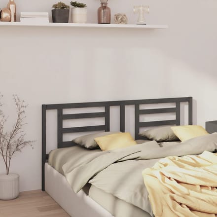 vidaXL - Hoofdbord - 186x4x100 - cm - massief - grenenhout - grijs