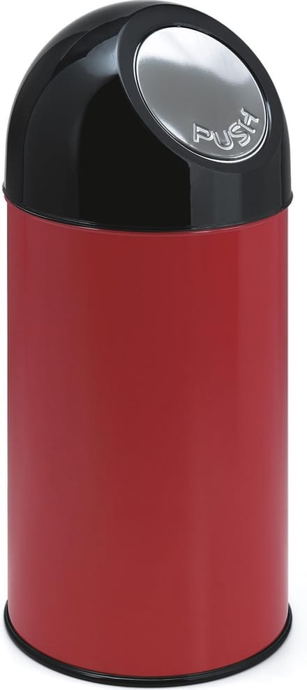 V-part - Afvalbak met pushdeksel 40 ltr - Steel Plastic - rood, zwart