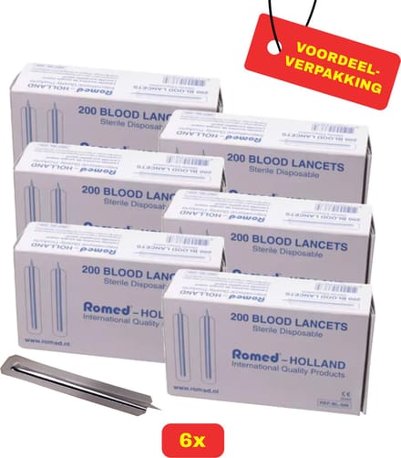 6X Romed Bloedlancetten - 6x 200 stuks - Voordeelverpakking!
