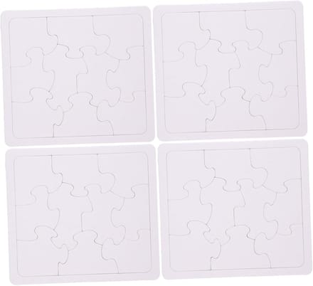 Lege Puzzels - DIY Knutselen - Creatief Tekenen - 4 Vellen Pakket - 18.7 x 16.7 cm - Wit