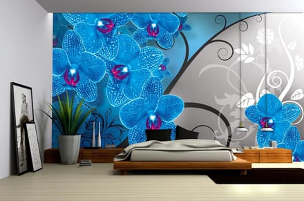 Flowers Floral Orchids Pattern Photo Wallcovering