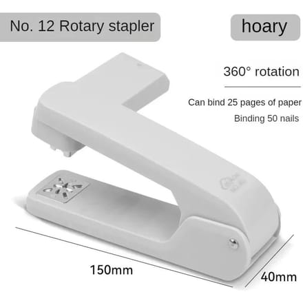 Agrafeuse Rotative à 360 Degrés pour Étudiants Usage Bureau à Domicile Machine à Agrafer Embrayage Robuste Extracteur d'Agrafes Grande Capacité gris