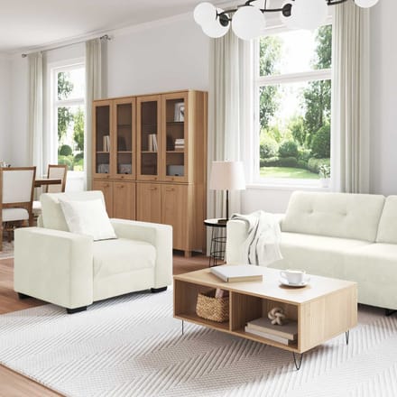 vidaXL - Bankstel - 3 - st - Crème - Fluweel
