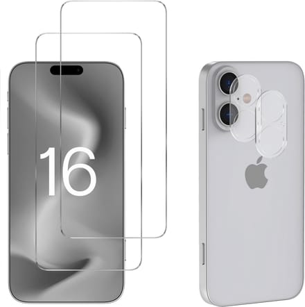 Screenprotector geschikt voor iPhone 16 - 2 stuks Beschermglas van glas Transparante glazen schermbeschermfolie + 2 stuks Camera Protector