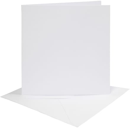Kaarten en enveloppen, afmeting kaart 15,2x15,2 cm, afmeting envelop 16x16 cm, 230 gr, wit, 4 set