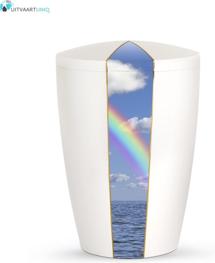 Urn wit parlemoer regenboog - bio