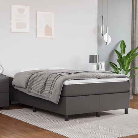 vidaXL - Boxspring - bed - kunstleer - grijs - 120x200 - cm