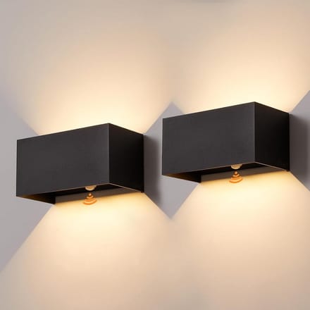 Set van 2 Zwarte LED Buitenlampen met Bewegingsmelder (Up & Down Verlichting) - IP65 Waterdicht
