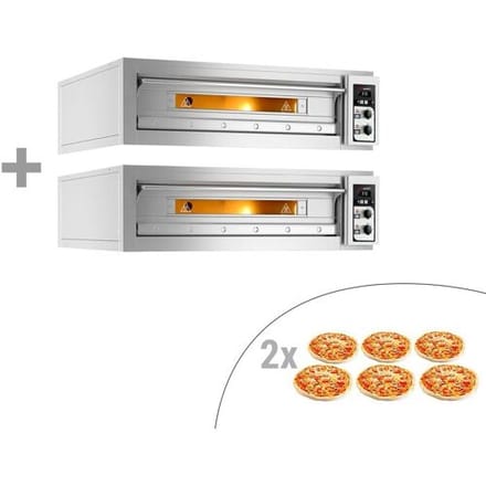 GGM Gastro (2 Stück) Elektro Pizzaofen - 6+6x 33cm - Manuell Zilver