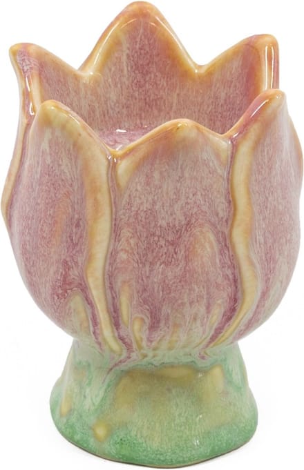 Aardewerk kaarsenstandaard tulp peach