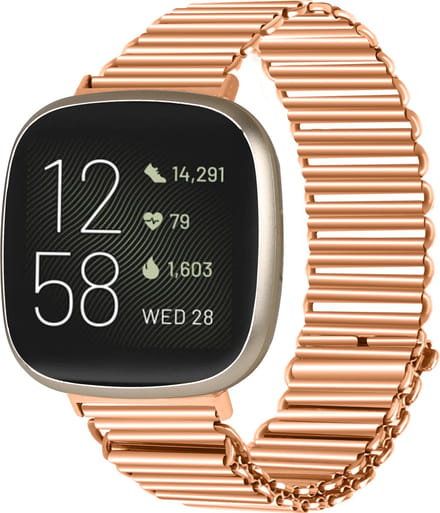Strap-it RVS smartwatch bandje - stalen loop bandje geschikt voor Fitbit Versa 3 / Versa 4 / Sense / Sense 2 - rosé goud