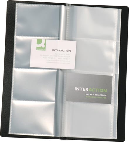 Q-CONNECT visitekaartenmap, Ft 11 x 26 cm, voor 160 kaarten, zwart 12 stuks