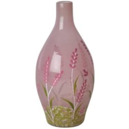 Rice glazen vaas, ovaal, roze bloemen