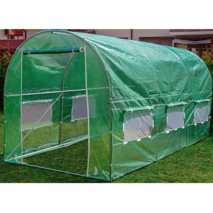 Kas - Metaal - 4x2,5x2m - Groene PE-folie - Horramen - 10m2 groen
