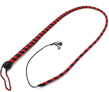 Kiotos - Lederen Single Tail Zweep - 140 cm - Zwart/Rood