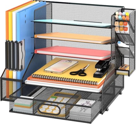 Bureau-organizer met dossierhouder en 5 lagen voor kantoorbenodigdheden